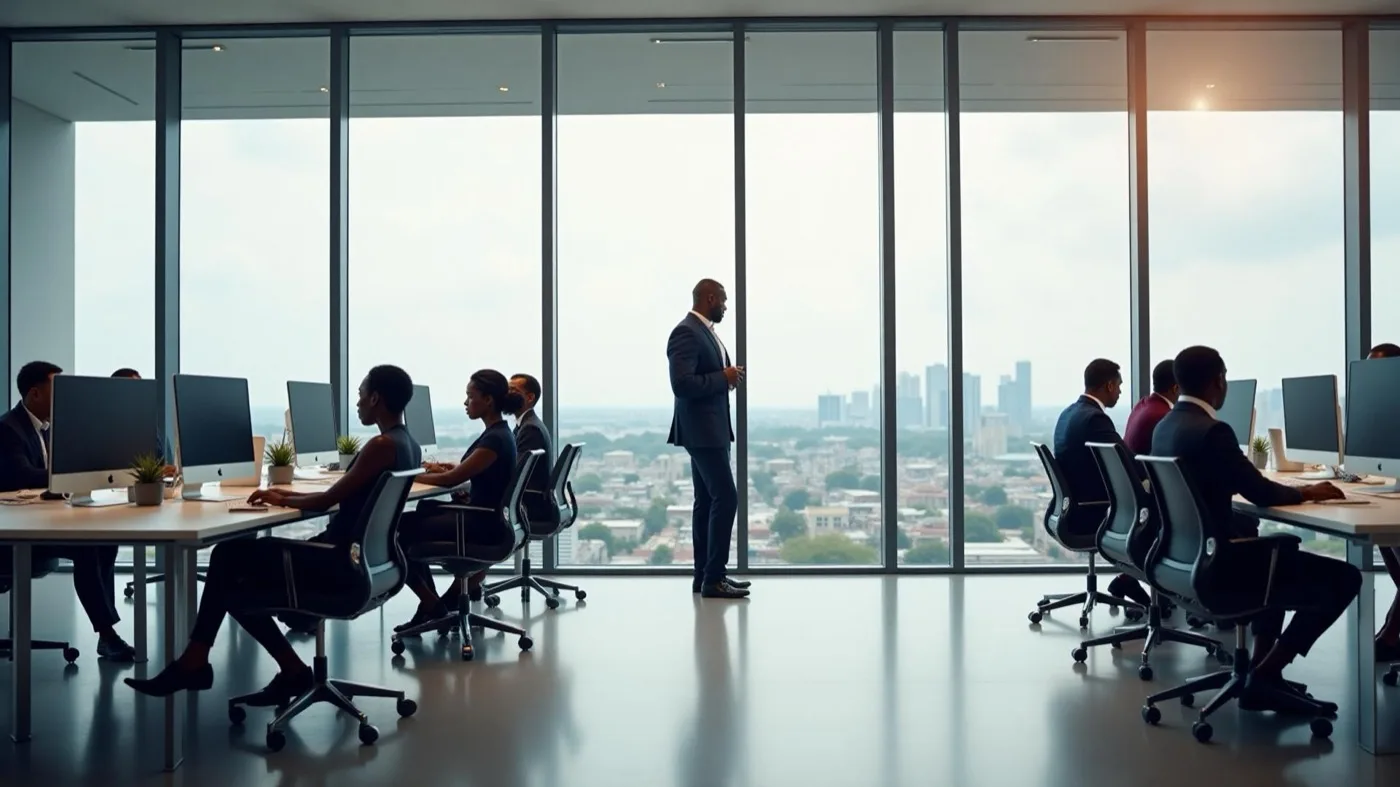 Ravexa team in a modern Kampala office