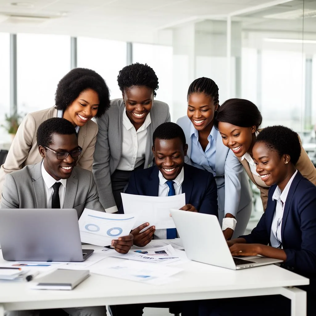 Team collaboration in a modern office